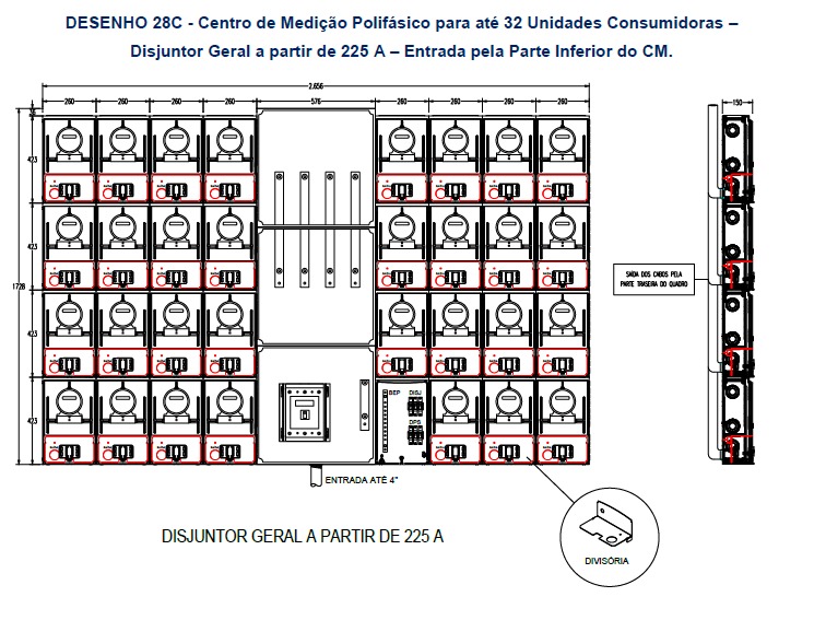 Centro de medição elétrica reformado e adequado aos padrões da concessionária